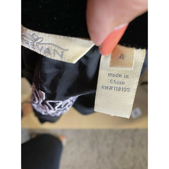 Trevan Women Crop black suede Jacket Blazer long sleeve button front Sz 4 mock - Picture 5 of 9